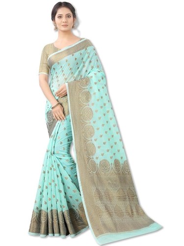 Womens silk cotton - golden, zari