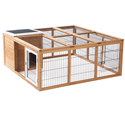 Pawhut rabbit hutch - rabbit, outdoor