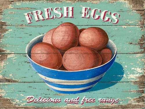 Fresh eggs retro - fresh, metal