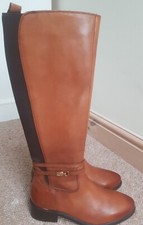 Dune Tan Leather High Leg Boots