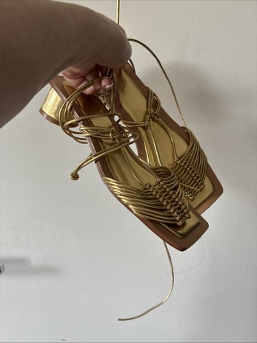 Gold tie sandals - gold,
