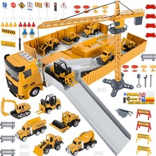 Play Vehicles Construction Truck Tractor Toys Set Children Kids Digger Forklift