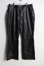 Vintage Marks and Spencer Womens Leather Trousers - Black - Size 16 (J53)