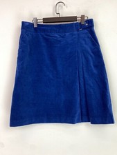 Laura Ashley Blue Corduroy Cotton Blend Skirt with Pockets UK 12