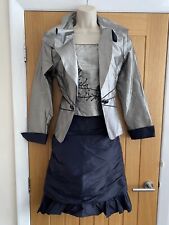 Linea Raffaelli Black Sequinned Ruched Skirt Top & Bolero Size UK 14 40in BNWOT