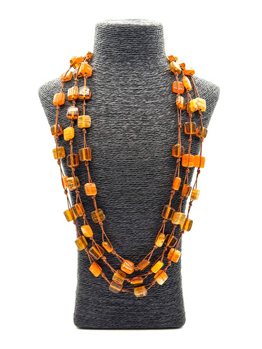 Vintage amber art glass bead - amber,