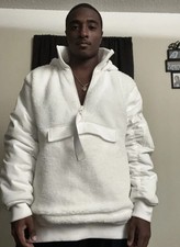 Adidas Ivy Park Beyonce Unisex White Borg Sherpa Hoody Jacket Top