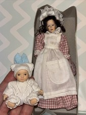 Reutter German high-quality, handcrafted dollhouse doll nurse maid nanny & baby