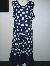 Navy/White Polka dot Linen mix