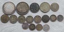 COLLECTION OF 17x LOT VINTAGE SILVER INDIA INDIAN RUPEE CANADA CENT ETC COINS