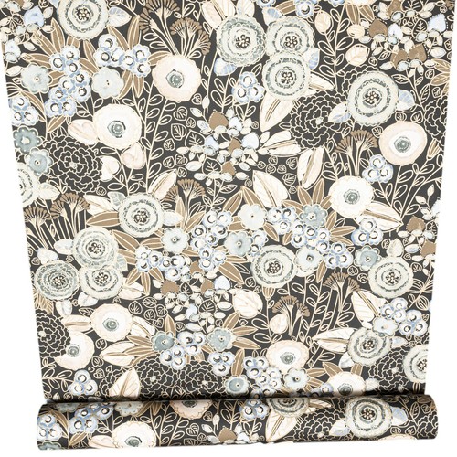 Black blue floral wallpaper - blue,