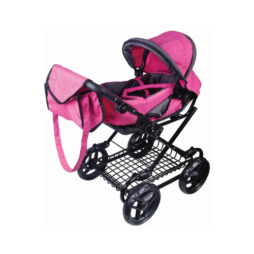 Amia dolls pram pink grey - pram, marl