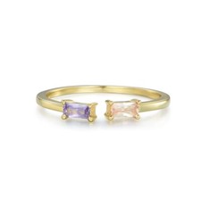 Ladies 9 Carat & Gold on Sterling 925 Silver Amethyst & Imperial Topaz Ring