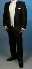 Wilvorst Mens 3 Piece Suit Black Ivory Wedding Worn Once Luxury Groom Cravat