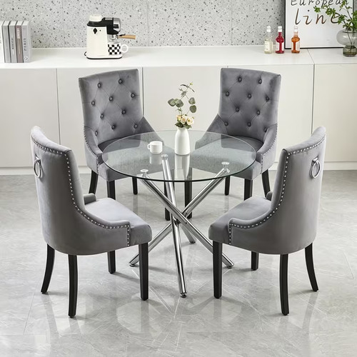 5pc round glass dining table - round,