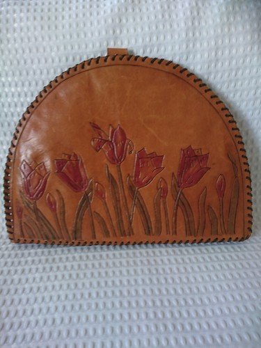 Vintage tooled leather painted - vintage,