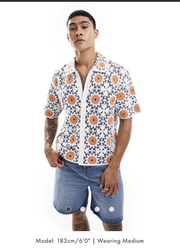 Orange blue white crochet - orange,