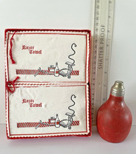 Original Vintage 1950's Barber's Razor Paper Towels & Talcum Puffer