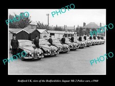 OLD 8x6 HISTORIC PHOTO OF BEDFORD UK BEDFORDSHIRE POLICE CARS JAGUARS c1960