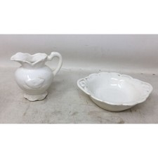 Vintage White Ceramic Embossed