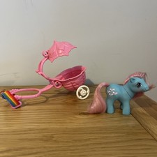 Vintage G1 My Little Pony Baby Stroller / buggy and Baby Bow Tie pony