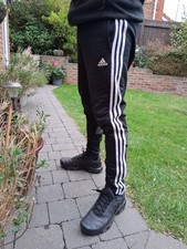 Mens Black Adidas Climaite Trackies Joggers Tracksuit Bottoms