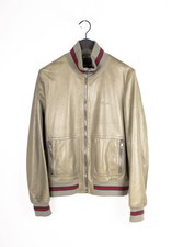 Gucci Men Jacket Leather Bomber Size IT52/Large