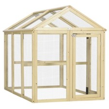PawHut Chicken Run, Wooden Chicken Coop w/ Combinable Design-Natural Wood Finish