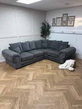 Charcoal Verona Pillow Back L-Shape Sofa - Delivery Available