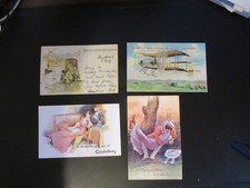4 Comic greetings postcards Canterbury aviation Kent early 1900s  pullout views