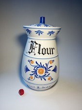 Royal Sealy Dutch Heritage Japan Blue Onion Earthenware Flour Storage Jar 1950's