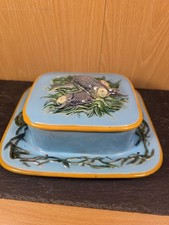 Minton Majolica Sardine Dish And Lid  3 Sardines On Lid