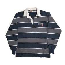 BARBARIAN Grey Polo Shirt Rugby Long Sleeve Cotton Mens L