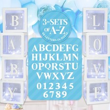 Balloon Box with Letters and Numbers Clear Blocks Boxes with LED Lights for S...