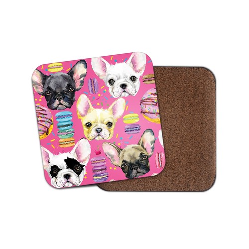 Cute puppies mouse cork - cork, backed