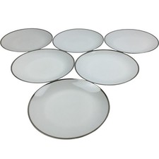 Thomas Germany Medallion White Dinner Plate Set with Silver Trim Six-Piece 24cm