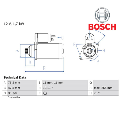 Starter bosch 986 020 - starter, 0.986.020.280