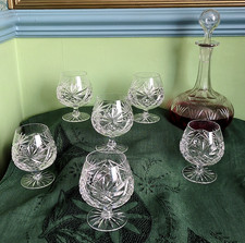 SET of 6 CUT GLASS CRYSTAL BRANDY COGNAC GLASSES BALLOONS SNIFTERS 200ml  10.5cm