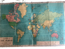 PHILIPS’ SCHOOL ROOM WORLD  WALL MAP - Inc. The Commonwealth - Political - 1974