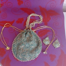  Indian tie Beaded Bags Wedding Hand Bags Clutch Bags with matching Earrings 