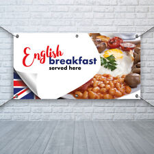 PVC Banner Print Sign English Breakfast Cafe Pub Carvery Waterproof Eyelets