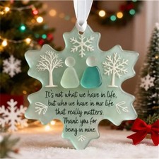 Snowflake Shaped Sea Glass Friendship Ornament 1pc Christmas Decoration Gifts