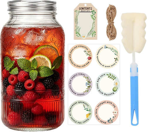 64oz wide mouth mason jar - 64oz, half