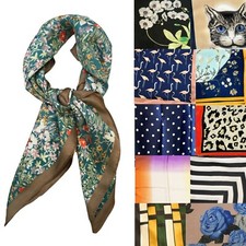 Big Square Ladies Faux Silk Head Neck Thin Scarf Bandana Bag Charm - 70cm x 70cm