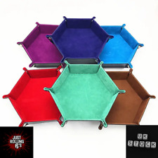 Dice Tray PU Leather Dice Rolling Tray Folding Hexagon (D&D, WARHAMMER etc...)