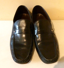 Men’s M&S Collezione Loafers Slip-on Shoes Size 9 Black Leather