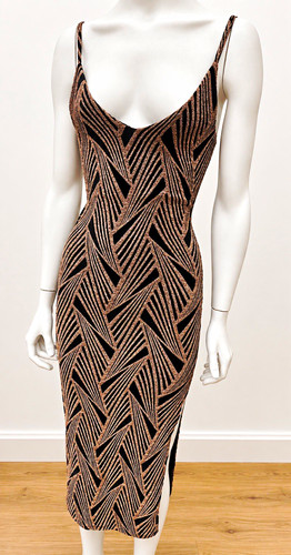 Black beige geometric neck - geometric, v-neck