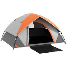Outsunny 2 Man Camping Tent w/ Sewn-in Groundsheet, 3000mm Waterproof, Orange