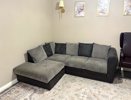 Grey black fabric leather - grey/black, fabric/leather