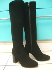 DUO KNEE HIGH BOOTS 2 35 mid block heel black suede leather Ted & Muffy smart